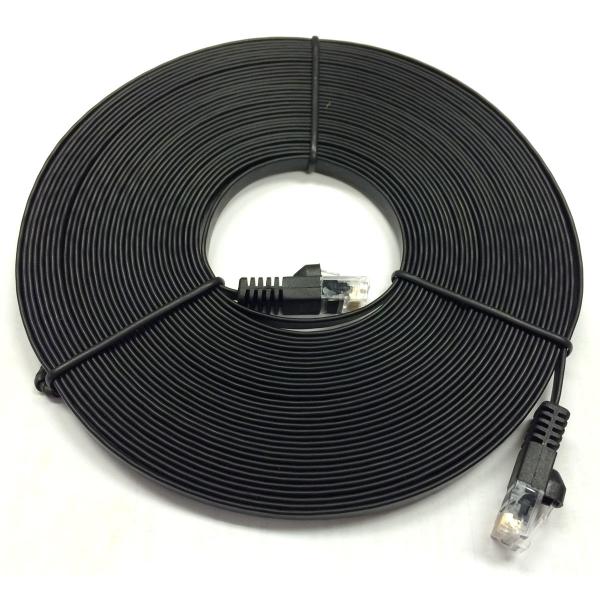 50' Flat CAT5e UTP Network Cable - Black